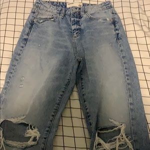 distressed high rise mom jeans<3